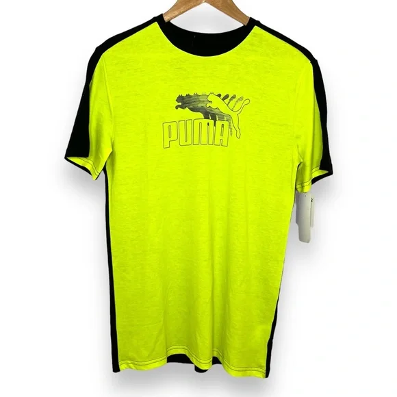 3/$30 Puma Black & Yellow Activewear Tee Shirt - Picture 1 of 5